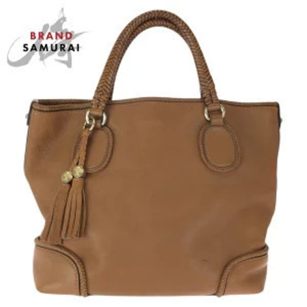Gucci Marrakech tassel tote bag brown leather Handbag